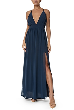 Vestido Longo Chiffon Azul