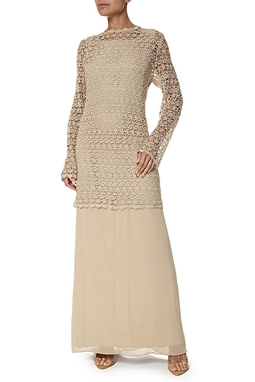 Vestido Longo Chiffon Bege