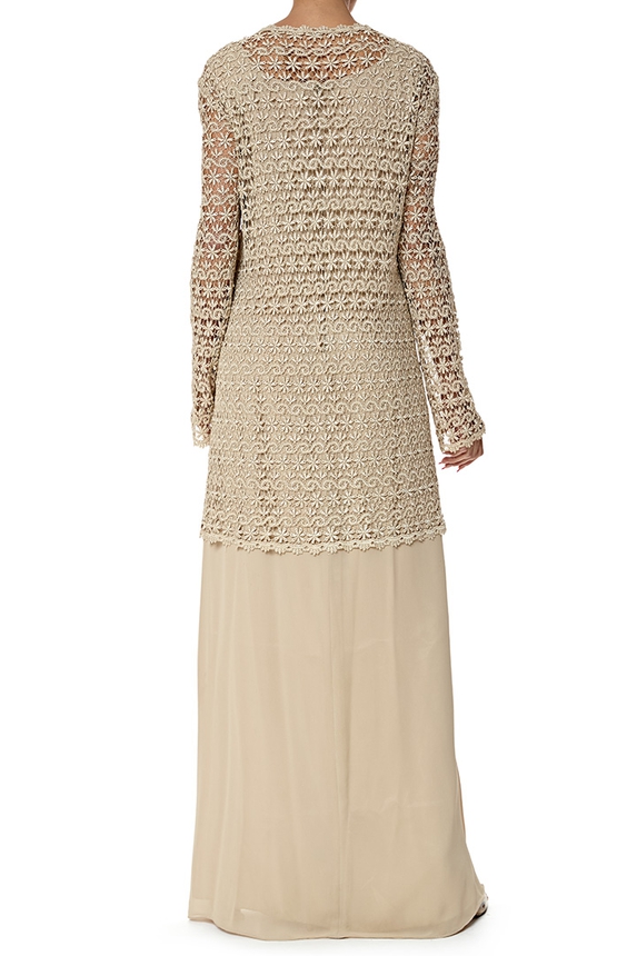 Vestido Longo Chiffon Bege - DG76935 Essential Collection