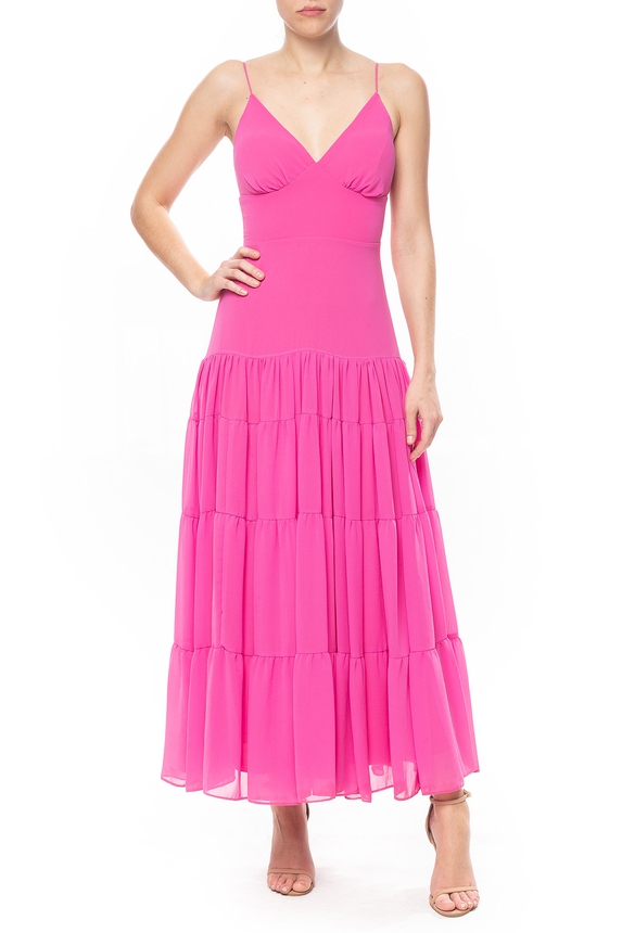 Vestido Longo Chiffon Rosa - DG49637 Basic Collection