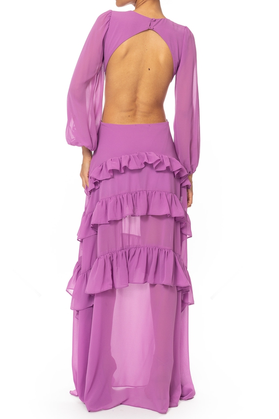 Vestido Longo Chiffon Roxo - DG63533 Essential Collection