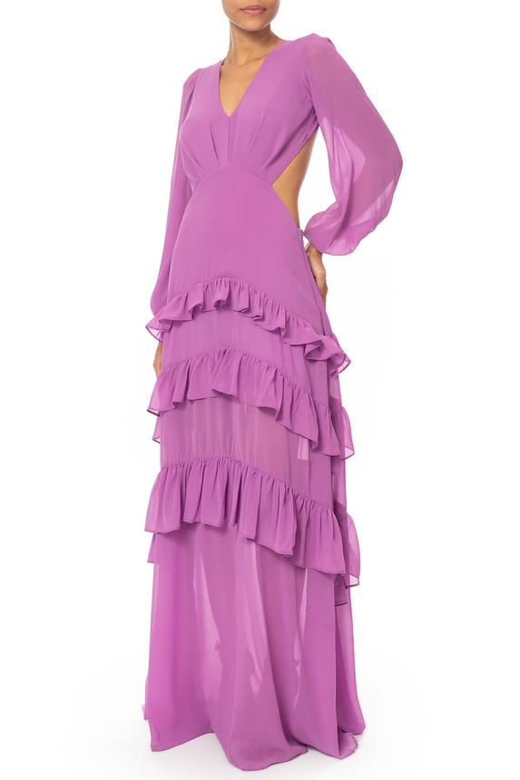 Vestido Longo Chiffon Roxo - DG63533 Essential Collection