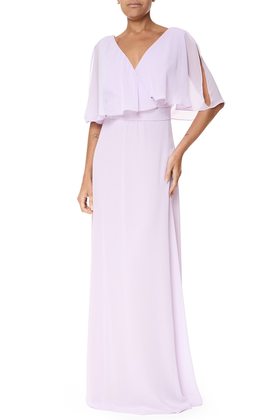 Vestido Longo Chiffon Roxo - DG75932 Essential Collection