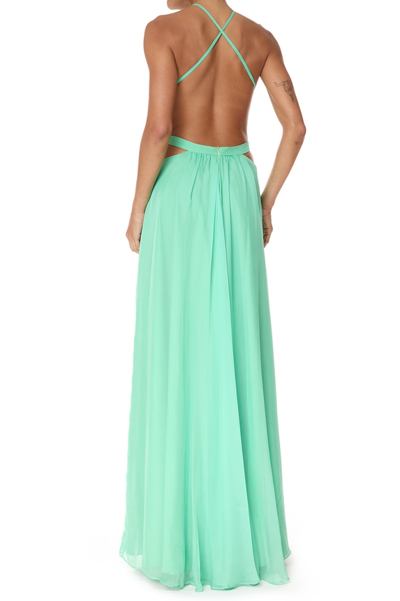 Vestido Longo Chiffon Verde - DG75814 Essential Collection