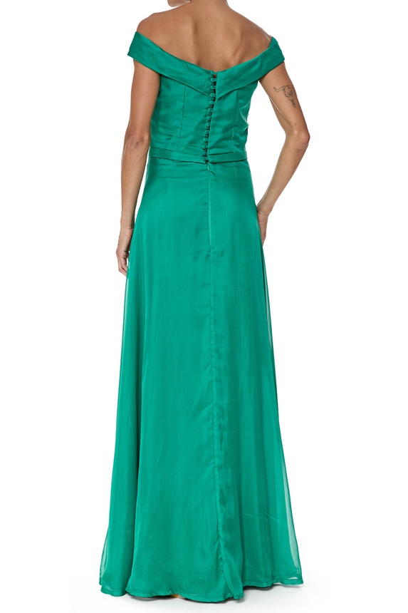Vestido Longo Chiffon Verde - DG76539 Essential Collection