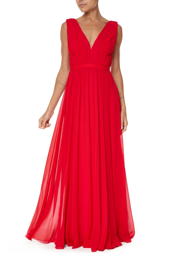 Vestido Longo Chiffon Vermelho - DG74479 Le Lis Blanc