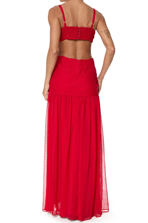 Vestido Longo Chiffon Vermelho - DG76767 Patricia Bonaldi / PatBo