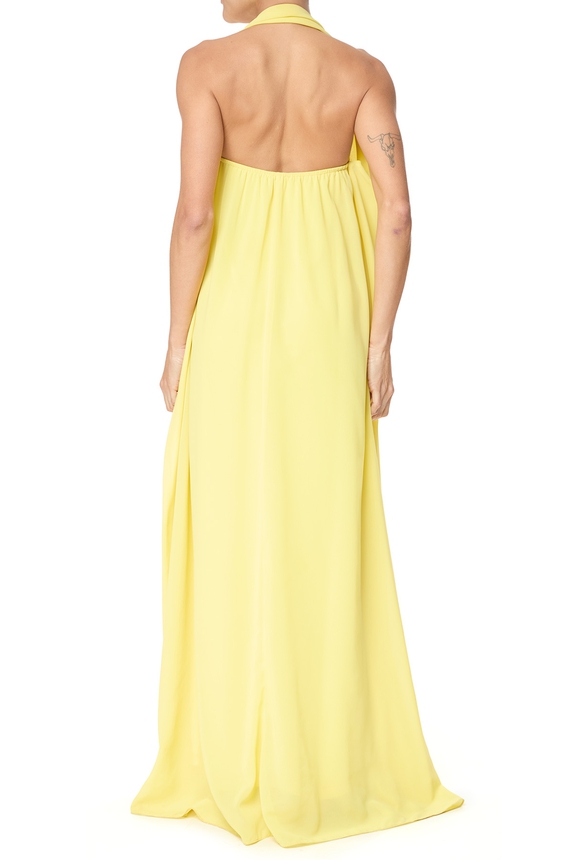 Vestido Longo Crepe Amarelo - DG75741 Essential Collection