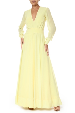 Vestido Longo Crepe Amarelo
