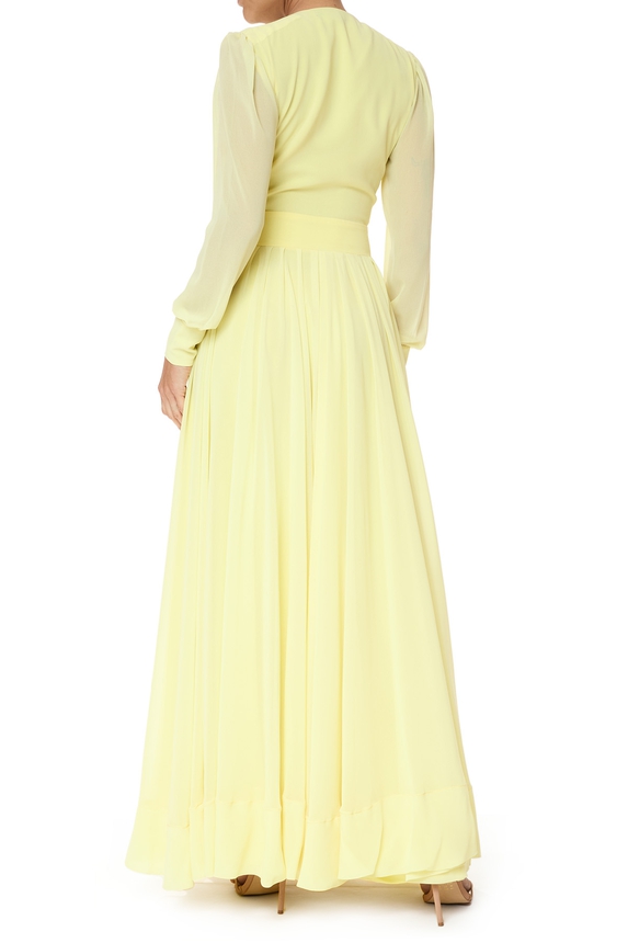 Vestido Longo Crepe Amarelo - DG75811 Essential Collection
