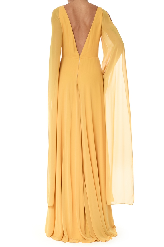 Vestido Longo Crepe Amarelo - DG75837 Essential Collection