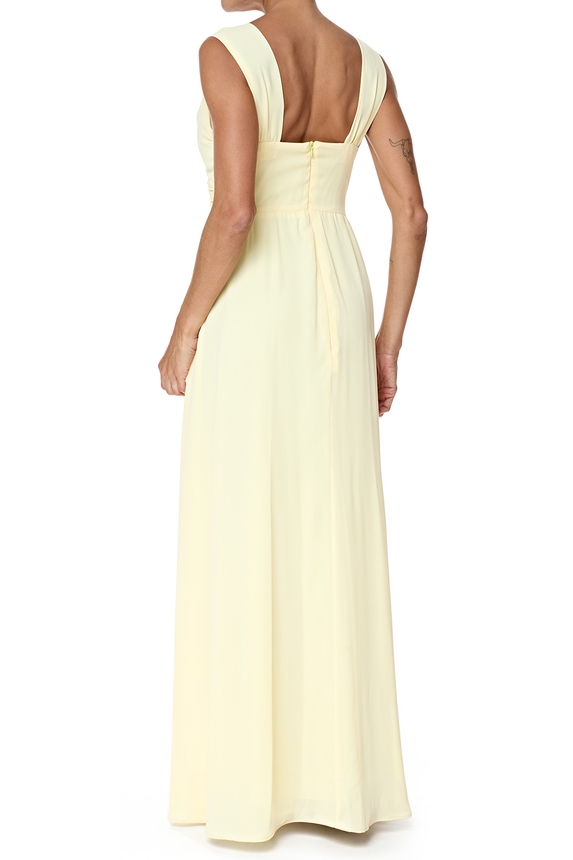 Vestido Longo Crepe Amarelo - DG76427 Essential Collection