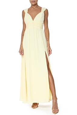 Vestido Longo Crepe Amarelo
