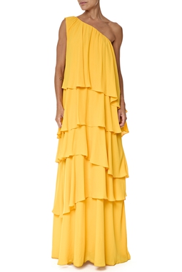 Vestido Longo Crepe Amarelo