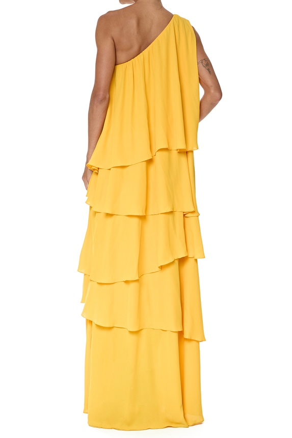 Vestido Longo Crepe Amarelo - DG76481 Essential Collection