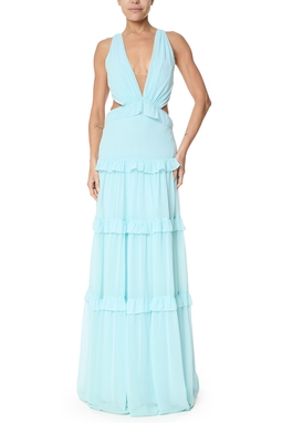 Vestido Longo Crepe Azul