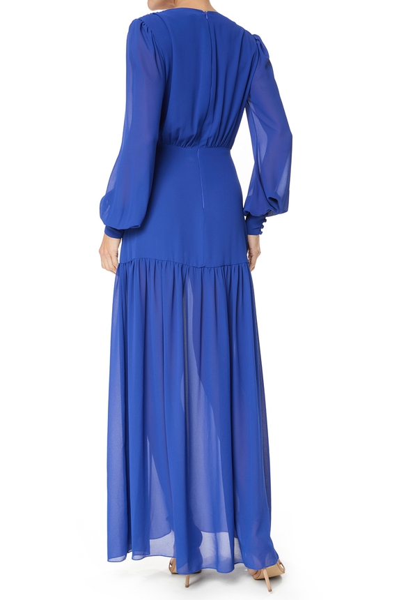 Vestido Longo Crepe Azul - DG75616 Essential Collection
