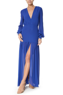 Vestido Longo Crepe Azul
