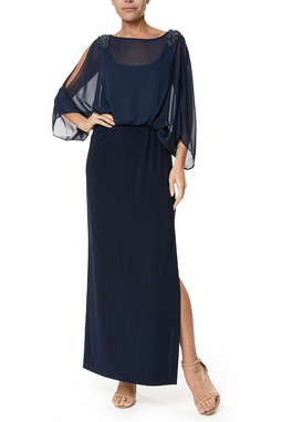 Vestido Longo Crepe Azul
