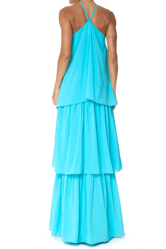 Vestido Longo Crepe Azul - DG75825 Essential Collection