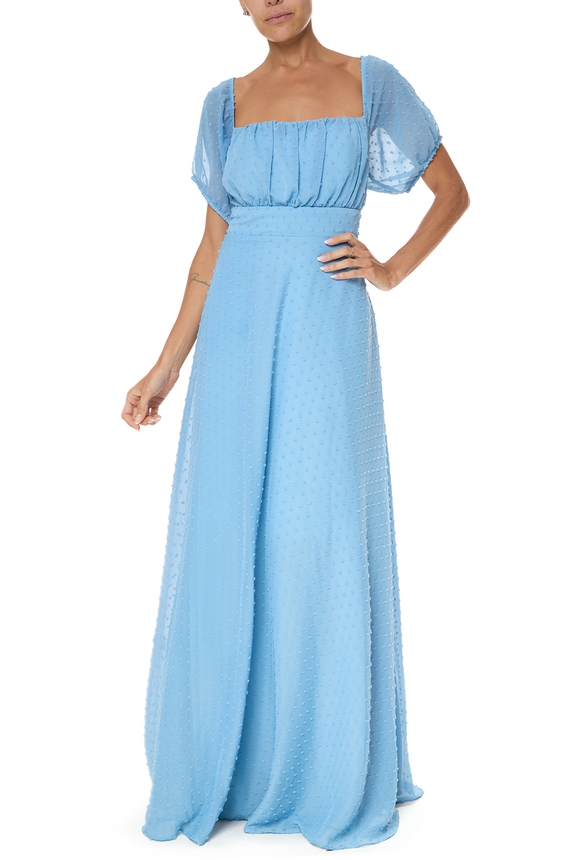 Vestido Longo Crepe Azul - DG75976 Essential Collection