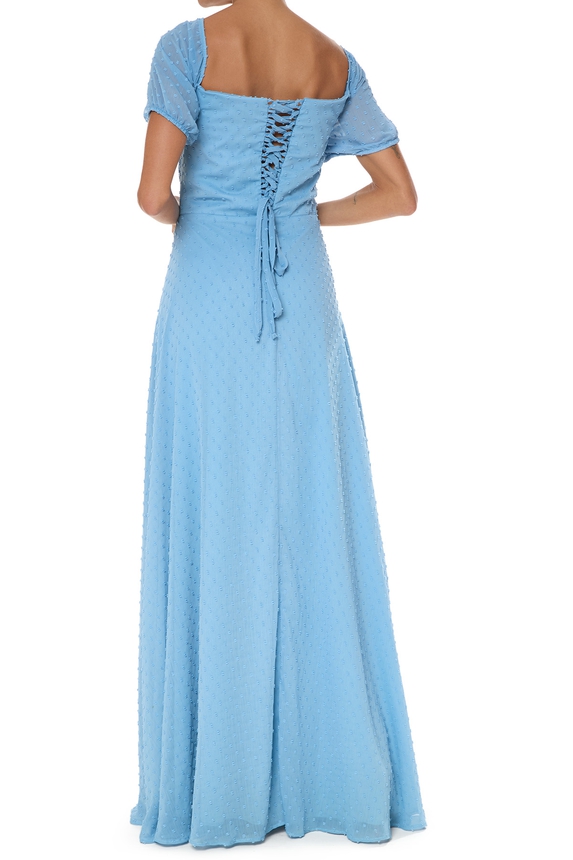 Vestido Longo Crepe Azul - DG75976 Essential Collection
