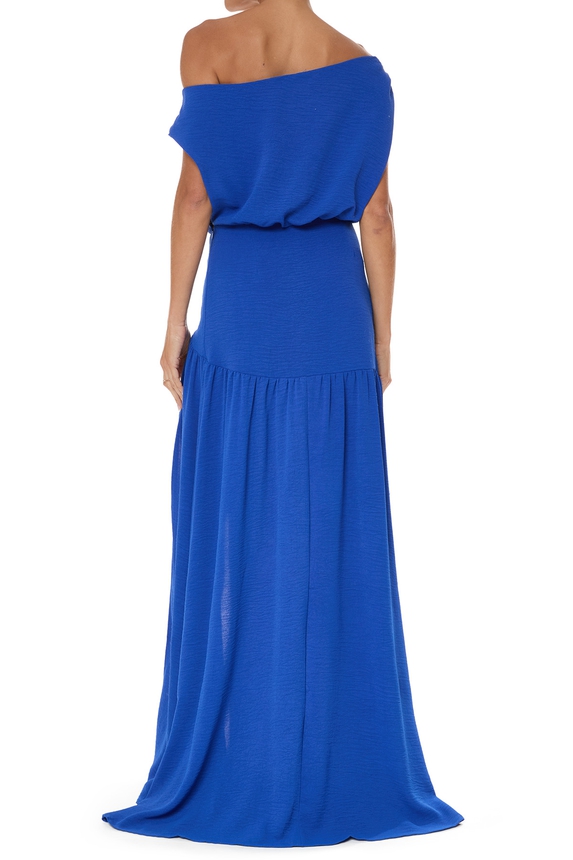 Vestido Longo Crepe Azul - DG76067 Basic Collection