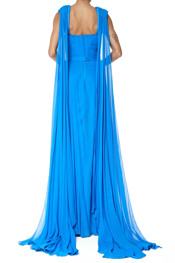Vestido Longo Crepe Azul - DG76371 Prime Collection