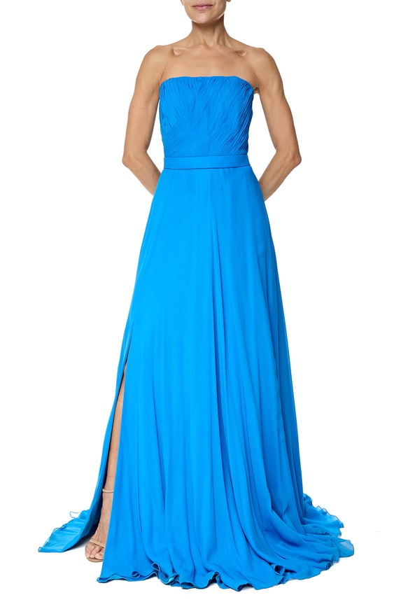 Vestido Longo Crepe Azul - DG76371 Prime Collection