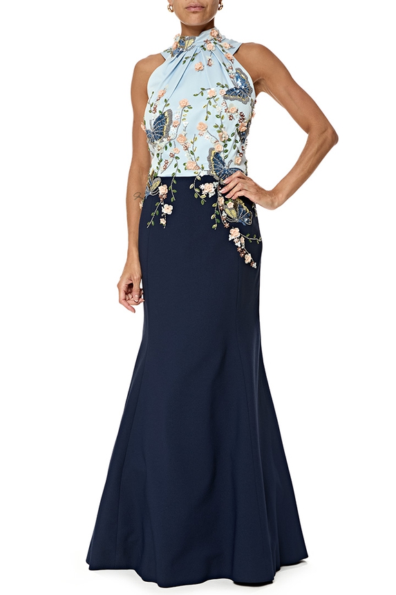 Vestido Longo Crepe Azul - DG76760 Patricia Bonaldi / PatBo