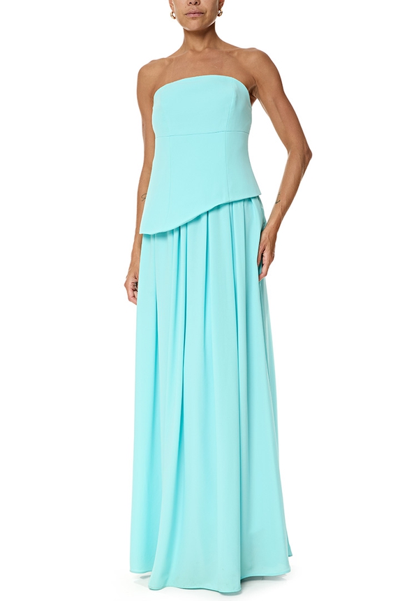 Vestido Longo Crepe Azul - DG76845 Essential Collection