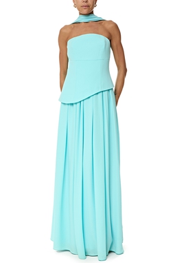 Vestido Longo Crepe Azul