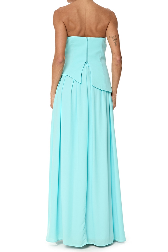 Vestido Longo Crepe Azul - DG76845 Essential Collection