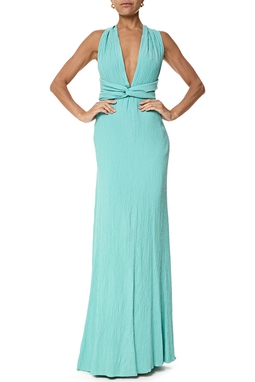 Vestido Longo Crepe Azul