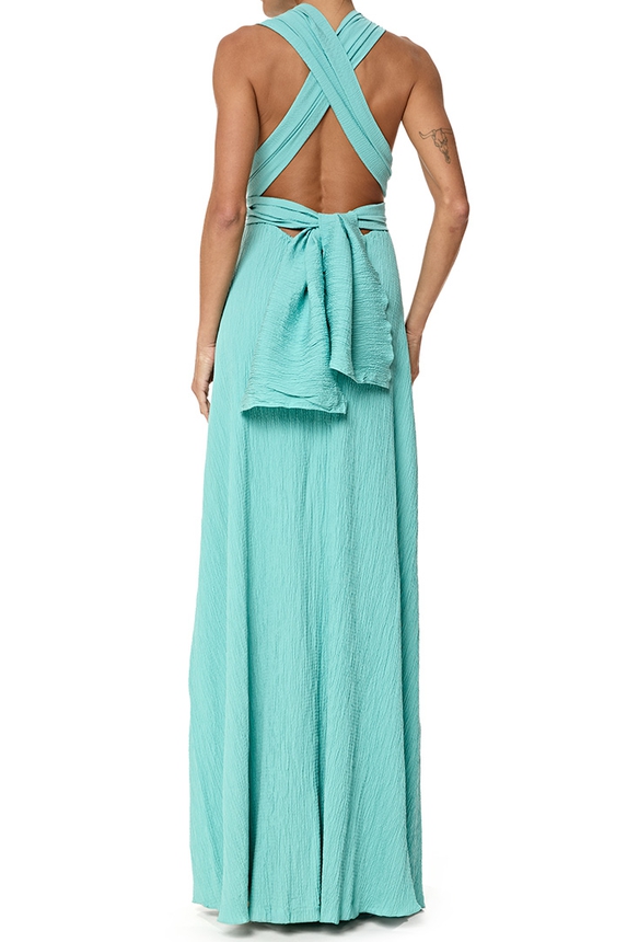 Vestido Longo Crepe Azul - DG76920 Kika Simonsen