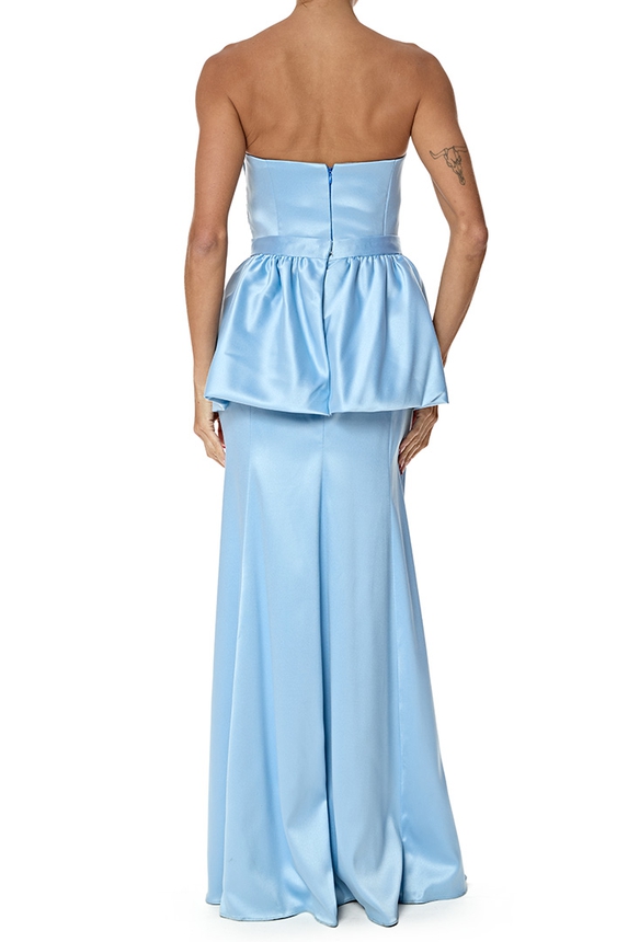 Vestido Longo Crepe Azul - DG77006 Essential Collection
