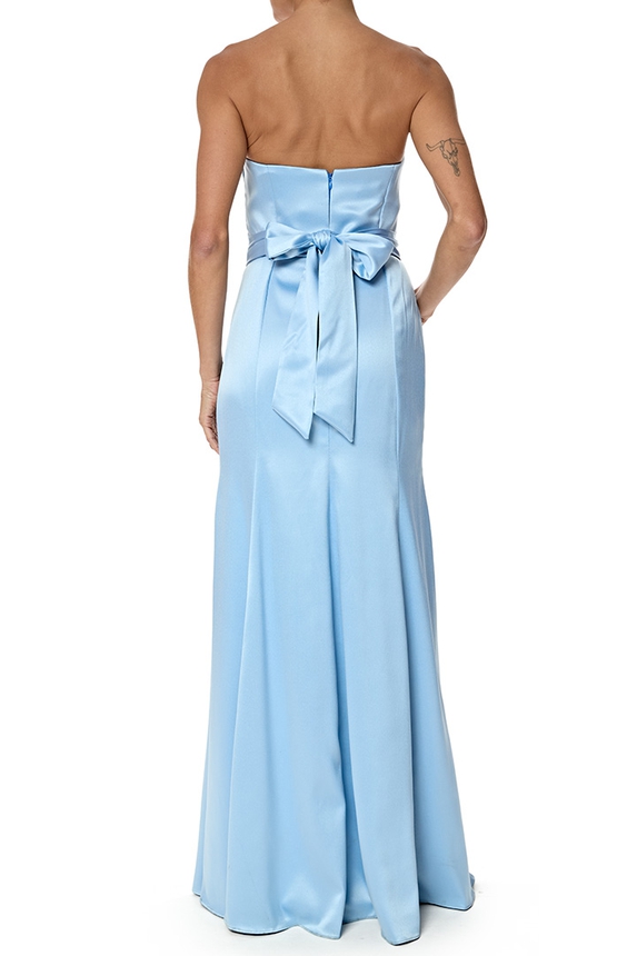 Vestido Longo Crepe Azul - DG77006 Essential Collection