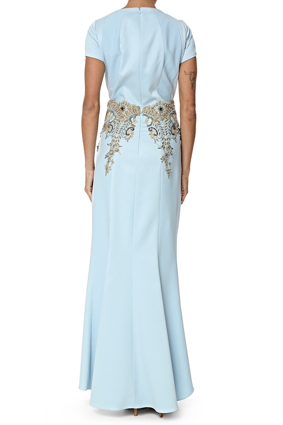 Vestido Longo Crepe Azul - DG77092 Kalandra