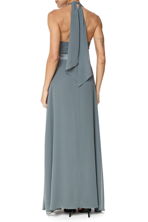 Vestido Longo Crepe Cinza - DG76376 MOB