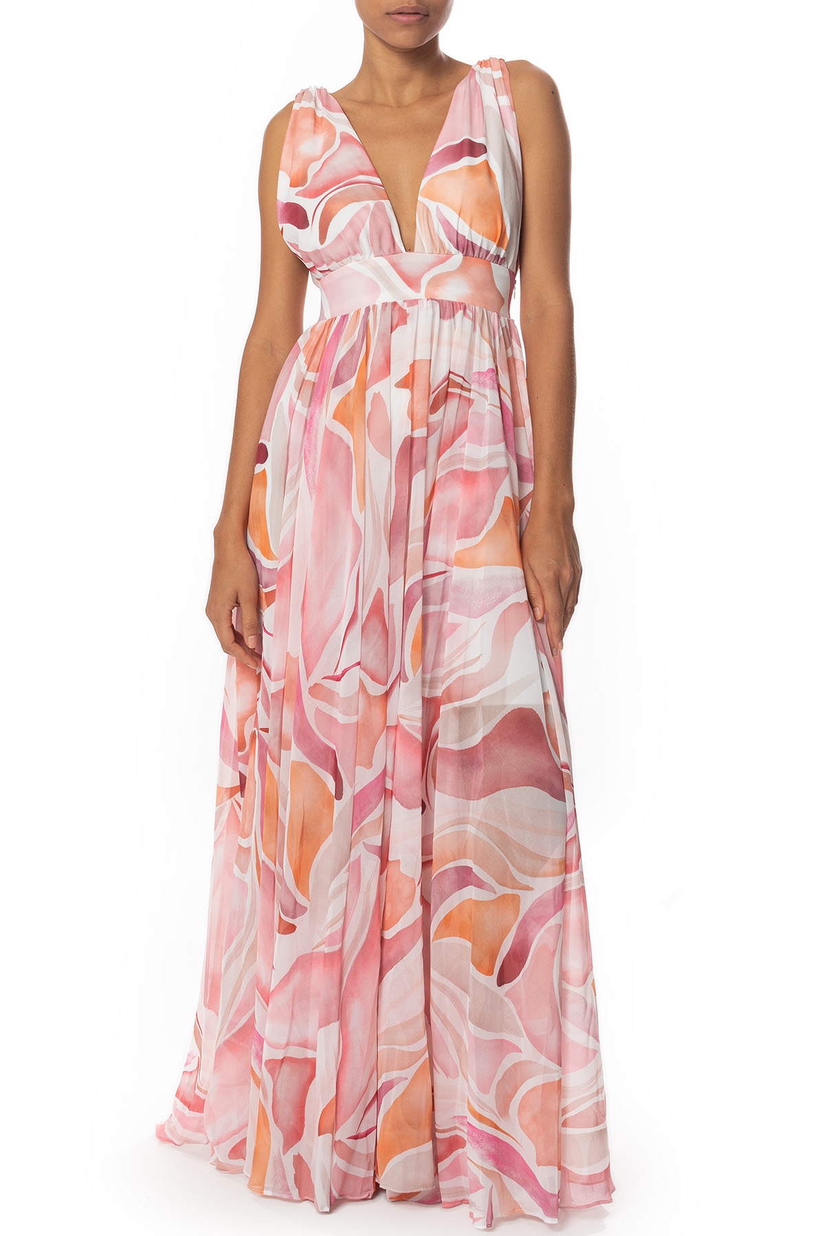 Vestido Longo Crepe Estampado