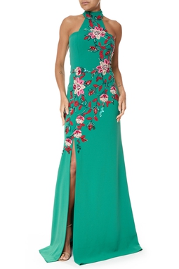 Vestido Longo Crepe Estampado