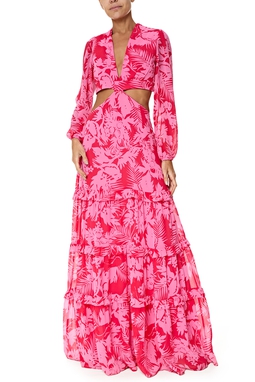 Vestido Longo Crepe Estampado