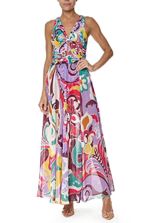 Vestido Longo Crepe Estampado - DG76408 Patricia Bonaldi / PatBo