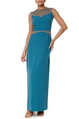 Vestido Longo Crepe Estampado