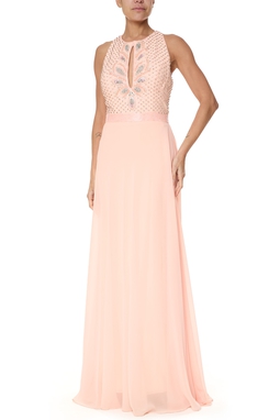 Vestido Longo Crepe Laranja