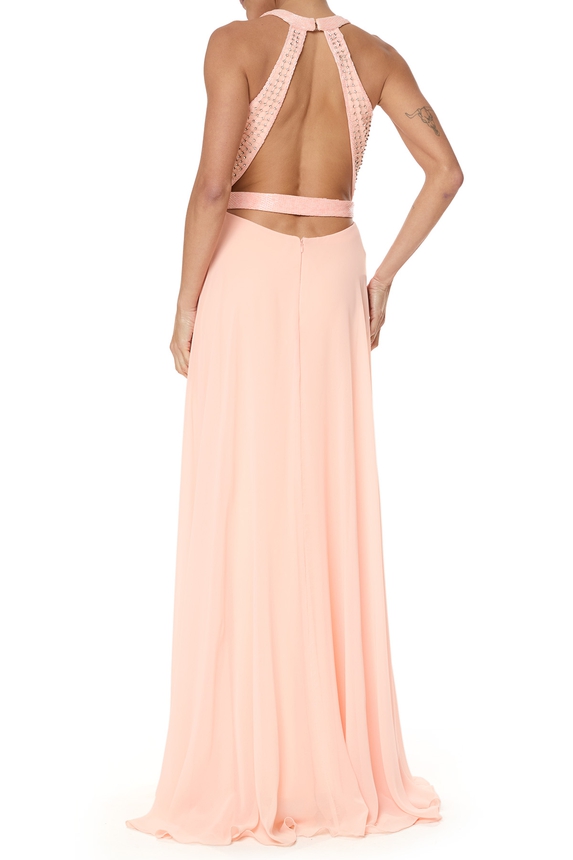 Vestido Longo Crepe Laranja - DG75726 Jovani 