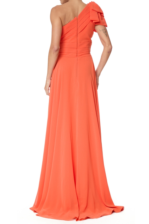 Vestido Longo Crepe Laranja - DG75783 Prime Collection