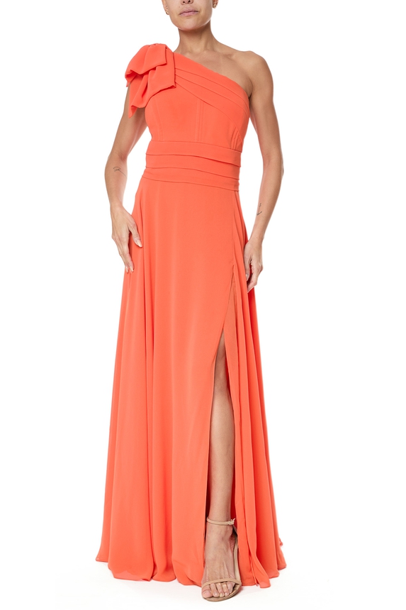 Vestido Longo Crepe Laranja - DG75783 Prime Collection
