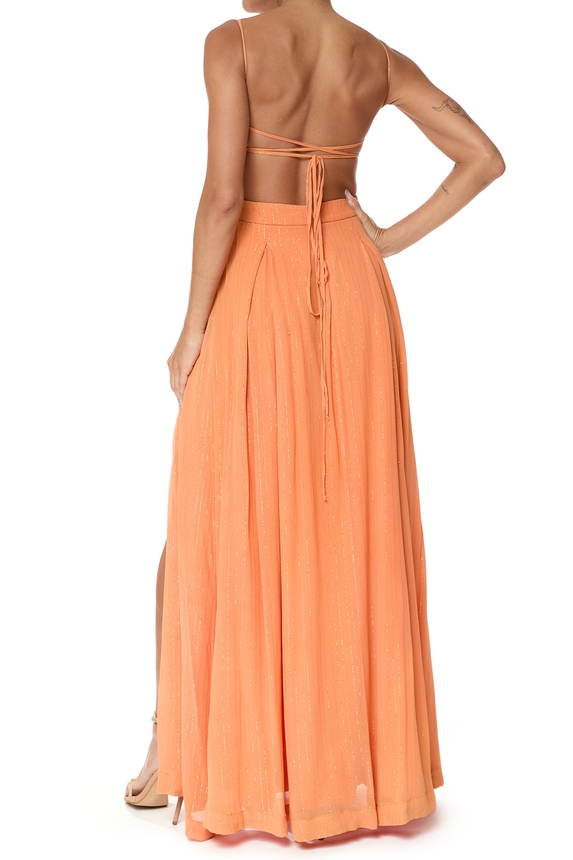 Vestido Longo Crepe Laranja - DG75836 Essential Collection