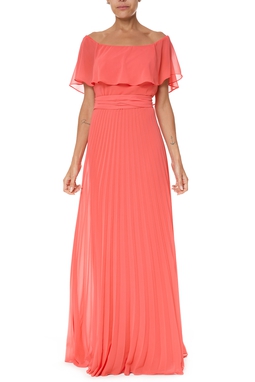 Vestido Longo Crepe Laranja